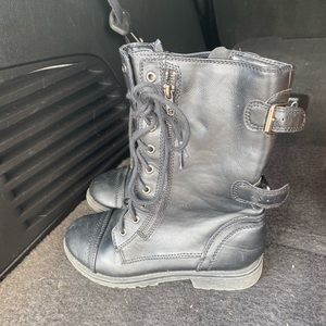 Girls’ lace up black combat boots